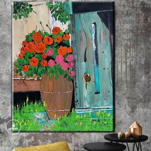 Acrylic Flower Painting on Canvas-20x40 inch iii