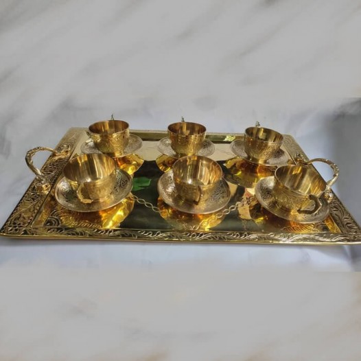 Brass Cup Set with Tray